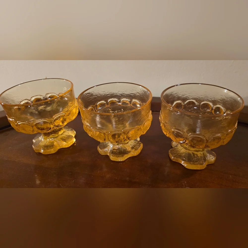 Vintage 1970s Tiffin Franciscan Madeira Cornsilk Yellow Glass Drinkware 3 Pieces